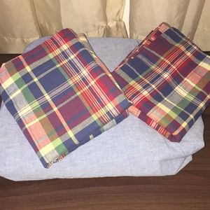 RL Chambray Sheet & Madras Plaid Shams